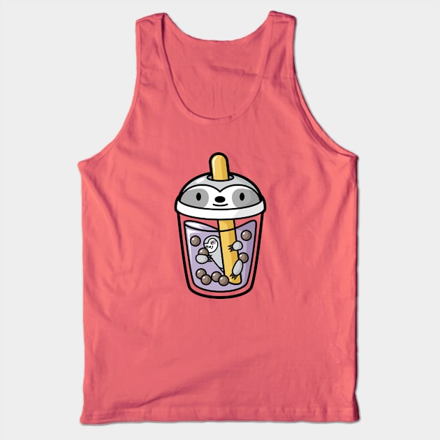 Bubble Tea with Cute Kawaii Sloth Inside Tank Top by BobaTeaMe